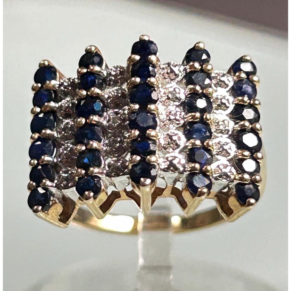 Sold Stunning 10k solid yellow gold blue sapphire diamonds color